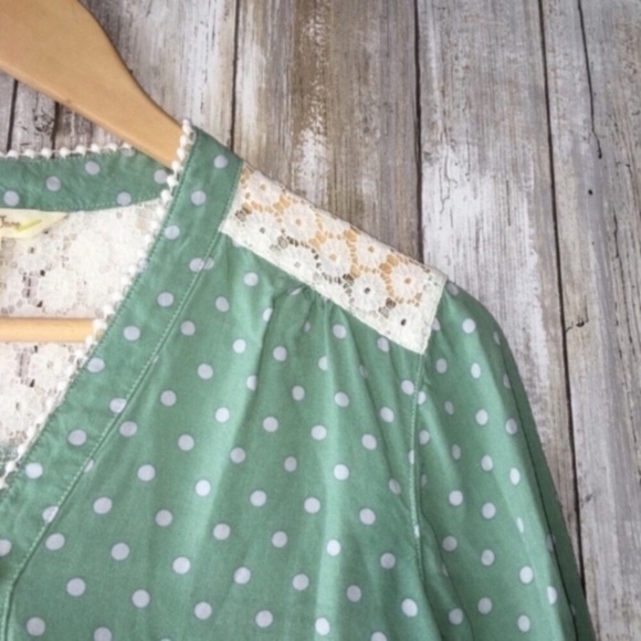Matilda Jane Enticing Eyelet Green Polka Dot Blouse - Picture 6 of 8